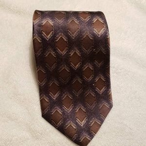 Daniel Hechter Mens Tie Brown Geometric Silk